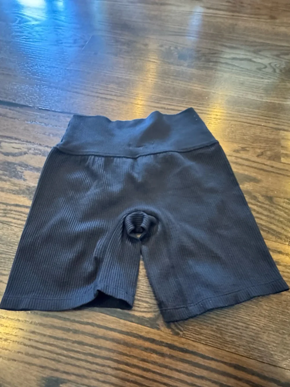 Colsie Black Ribbed High-Waisted Bike Shorts